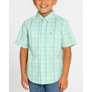 IZOD Boys' Short Sleeve Stretch Button-Down Shirt –  (Size M 10/12)
